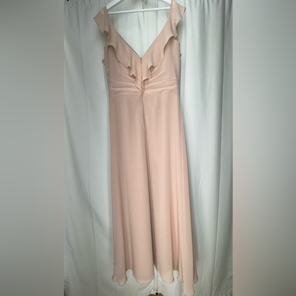 B12 Jasmine Bridesmaid Long Dress shell pink Size 16 Sleeveless v neck - Picture 4 of 12